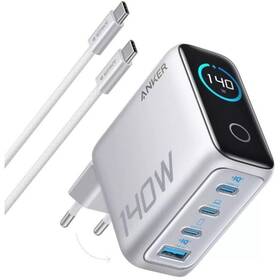 Nabíjačka do siete Anker 140W, 3xUSB-C/1x USB-A strieborná

