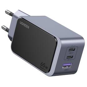 Nabíjačka do siete UGREEN Nexode S 65W 2xUSB-C, 1xUSB-A, GaN sivá

