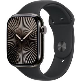 Inteligentné hodinky Apple GPS + Cellular 42mm bridlicovo sivý titán - čierny športový remienok - S/M 

