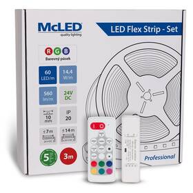 LED pásik McLED s ovládáním Nano - sada 3 m - Professional, 60 LED/m, RGB, 560 lm/m, vodič 3 m 


