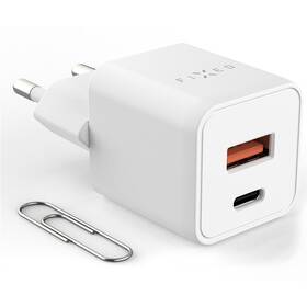Nabíjačka do siete FIXED GaN Mini s USB-C, USB, 30W biely

