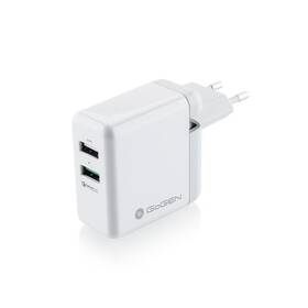 Nabíjačka do siete GoGEN ACHQ 203, 2x USB, 2,4A s funkciou rýchlonabíjania QC 3.0 biela

