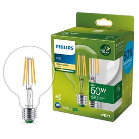 LED žiarovka Philips 60W, filament, G95, E27, teplá bílá 

