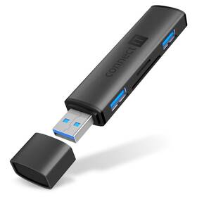 Čítačka pamäťových kariet Connect IT COMPACT 4v1 USB-A hub + čítačka kariet, USB-A/ 2x USB-A 3.0, 1x SD, 1x MicroSD 

