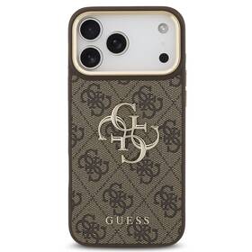 Kryt na mobil Guess 4G Metal Logo Gold Frame na Apple iPhone 18 Pro hnedý

