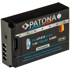 Batéria PATONA pre foto Canon LP-E12 750mAh Li-Ion Platinum, USB-C čierna

