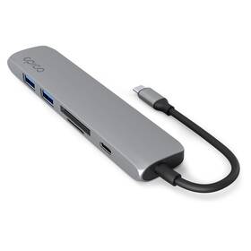 USB Hub Epico 6in1 Aluminium 8K USB-C/1× USB-C, 2× USB 3.0, HDMI, microSD, SD sivý

