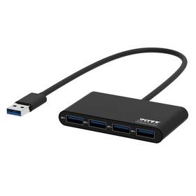 USB Hub PORT CONNECT USB-A , 4x USB 3.0 čierny

