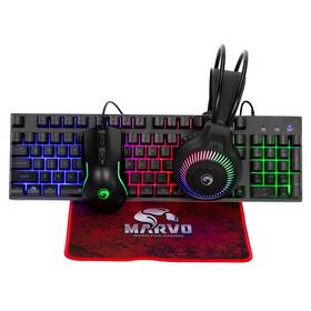 Klávesnica s myšou Marvo LOOT 40, CZ/SK layout, headset, mousepad čierna

