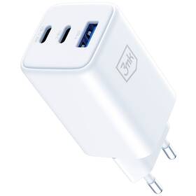 Nabíjačka do siete 3mk Hyper GaN 2xUSB-C/USB-A 65W biela

