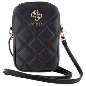 Taštička cez rameno Guess PU Quilted 4G Metal Logo čierne

