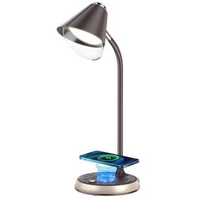 Stolná lampa IMMAX FINCH, Qi nabíjanie, 9W hnedá/zlatá

