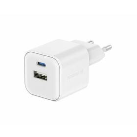 Nabíjačka do siete Swissten GAN 1x USB-C 35W PD + 1x USB-A 27W QC biela

