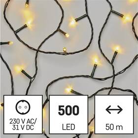 LED reťaz EMOS 500LED reťaz, 50 m, vonkajšia aj vnútorná, teplá biela, programy, časovač 
