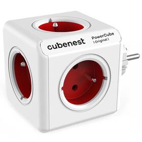 Rozbočovacia zásuvka Cubenest Powercube Original, 5x zásuvka biela/červená

