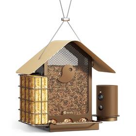 Vtáčie krmítko Birdfy Metal V, kovové s kamerou a solárnym panelom (AI predplatné) hnedý

