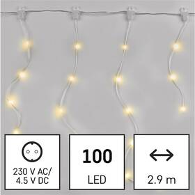 Vianočné osvetlenie EMOS 100 LED nano reťaz – cencúle, 2,9 m, vonkajšie aj vnútorné, teplá biela 

