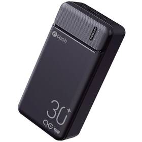 Powerbank C-Tech 30000 mAh, Li-Pol, 20W, USB-C/USB-A/micro USB čierny


