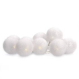 Vianočné osvetlenie Solight reťaz - guľa bavlnené, 10LED, 1m, 2x AA, IP20 biele

