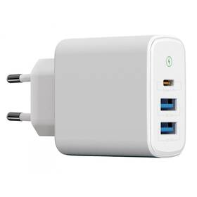 Nabíjačka do siete WG 2x USB/1x USB-C PD 20W biela

