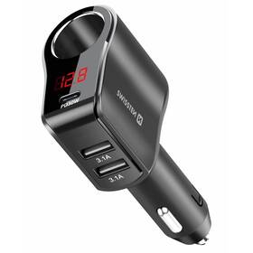 Adaptér do auta Swissten 1x CL, 1x UCB-C PD a 2x USB-A, 108 W - 216 W čierna

