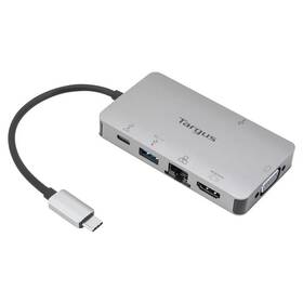Dokovacia stanica Targus Universal USB-C Single Video 4K HDMI/VGA, 100W PD Pass-Thru strieborná

