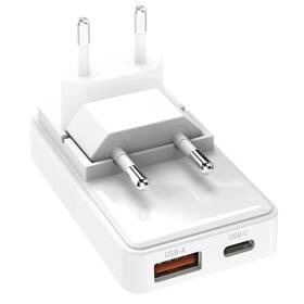Nabíjačka do siete SBS Flexi 1x USB, 1x USB-C, PD 65W biela

