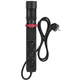 Kábel predlžovací EMOS 3x zásuvka, 2×USB-A + 1×USB-C, uchytenie na stôl, vypínač, 1,5m čierny

