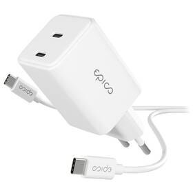 Nabíjačka do siete Epico UltraBoost GaN 45W 2x USB-C + kábel biela

