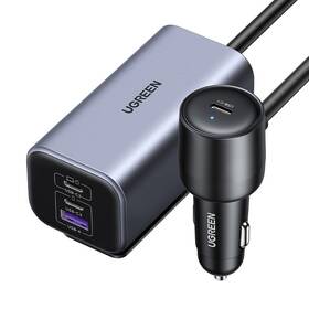 Adaptér do auta UGREEN 150 W USB-C s rozšírením o Hub USB-A/2xUSB-C čierny/strieborný

