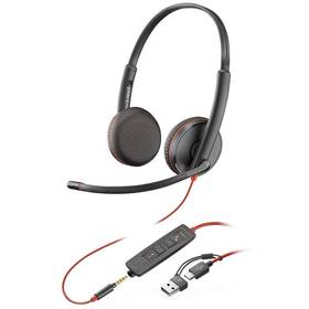 Headset HP Poly Blackwire 3225, 3,5 mm jack + USB-C/A adaptér, stereo čierny

