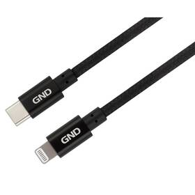 Kábel GND USB-C / Lightning, MFI, opletený, 1m čierny

