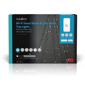 Vianočné osvetlenie Nedis SmartLife LED, Wi-Fi, Teplá až studená biela, 200 LED, 10 x 2 m, Android/IOS 
