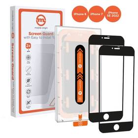 Tvrdené sklo Mobile Origin Orange Screen Guard Apple iPhone 8/7/SE 2020/SE 2022 s aplikátorom, 2 pack čierna

