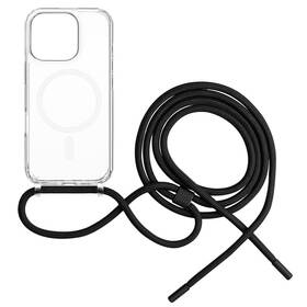 Kryt na mobil FIXED MagPure Neck s čiernou šnúrkou na krk na Apple iPhone 16 Pro Max priehľadný


