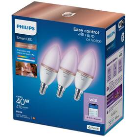 Inteligentná žiarovka Philips Smart LED 4,9 W, E14, RGB, 3 ks 

