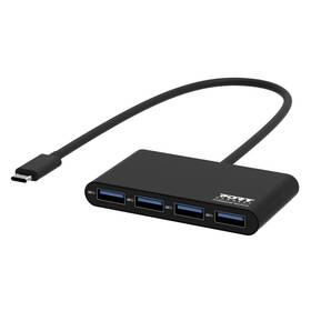 USB Hub PORT CONNECT USB-C, 4x USB 3.0 čierny

