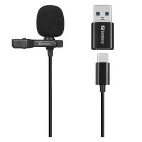 Mikrofón Sandberg Streamer Clip USB čierny

