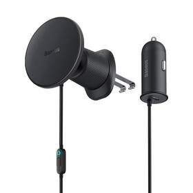 Držiak na mobil Baseus do ventilačnej mriežky s nabíjačkou USB-C 15W+25W čierny

