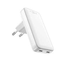 Cestovný adaptér FIXED Slim Traveller, 2x USB-C 45W biely


