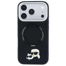 Kryt na mobil Karl Lagerfeld PU Grained K&CH Heads Ring Stand Magsafe na Apple iPhone 18 Pro Max čierny


