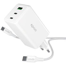 Nabíjačka do siete Epico UltraBoost GaN 100W 2xUSB-C/1xUSB-A + USB-C kabel 1,2m biela

