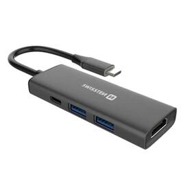 USB Hub Swissten 4-in-1 USB-C PD 100W čierny

