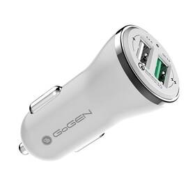 Adaptér do auta GoGEN CHQ 27, 2x USB, 2,4A s funkciou rýchlonabíjania QC 3.0 biela

