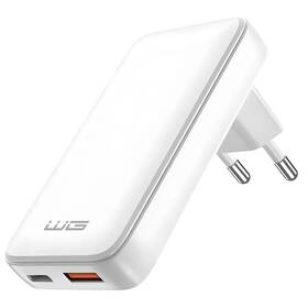 Nabíjačka do siete WG GaN 30W 1xUSB-C/1xUSB-A biela

