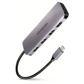 USB Hub Axagon USB 3.2 Gen 1 húb, 3x USB-A, HDMI 4k/30Hz, SD/microSD, kábel USB-C 20cm sivý

