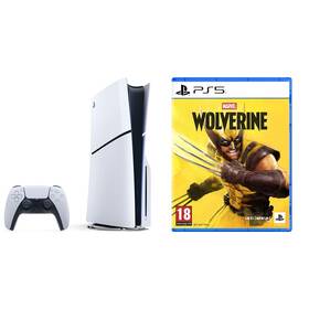 Set výrobkov Sony Herní konzole Sony PlayStation 5 (typ modelu - slim) + Hra Sony PlayStation 5 Marvel’s Wolverine biela

