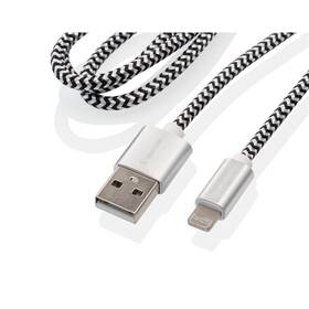Kábel GoGEN USB / lightning, 1m, opletený, skúmavka strieborná farba
