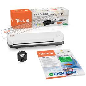 Laminátor Peach 4 in1 Laminating Kit PBP300, set laminátor PL707, rezačka PC100-04, mix fólií a zarezávač rožkov 

