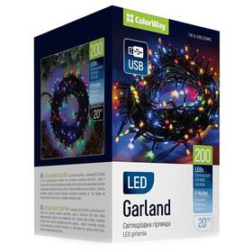 Vianočné osvetlenie ColorWay vnútorné, 200 LED, USB, 20m, viacfarebné 

